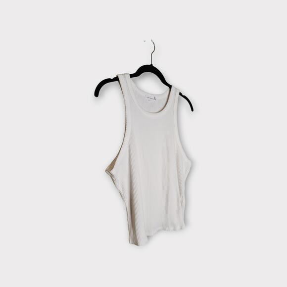 Good American Womens Chunky Ribbed Tank 2XL (5) White Wide Strap Casual Rib Knit - Picture 3 of 8